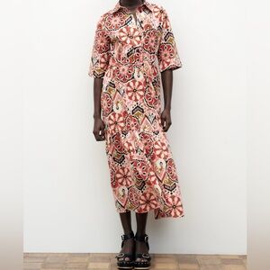 Zara Printed Belted Midi Dress